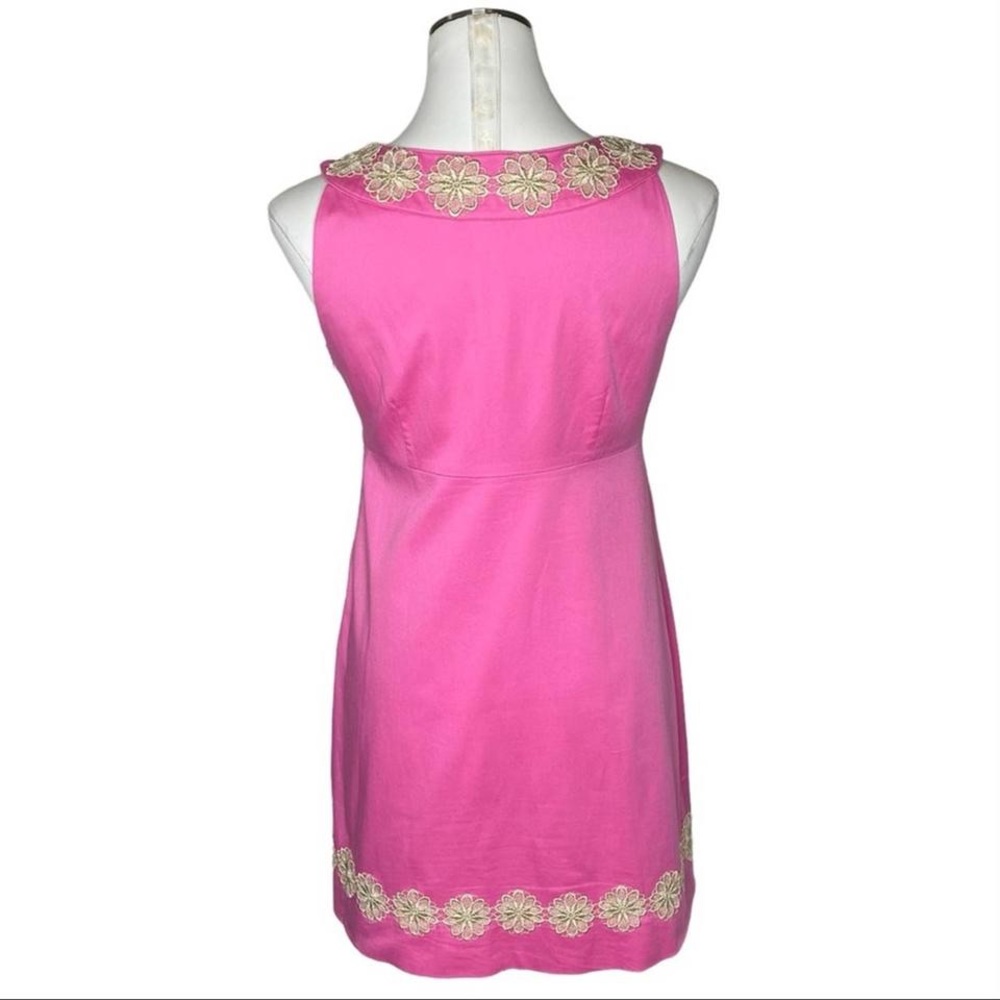 Lilly PulitzerJacqueline Pink & Gold A-line Shift Dress SZ.2 - Picture 6 of 12